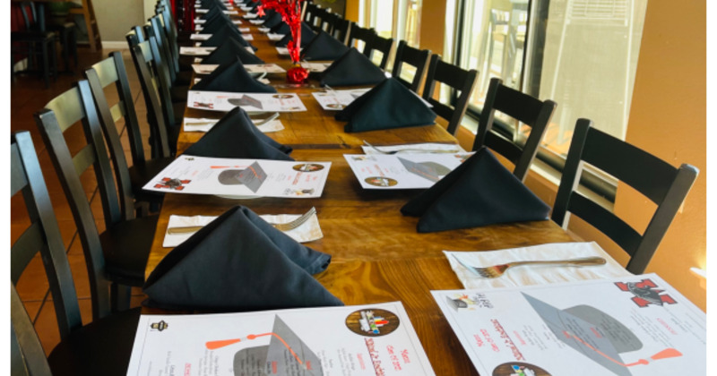 Fully set dining table