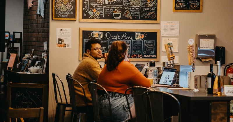 Interior, a bar with stools