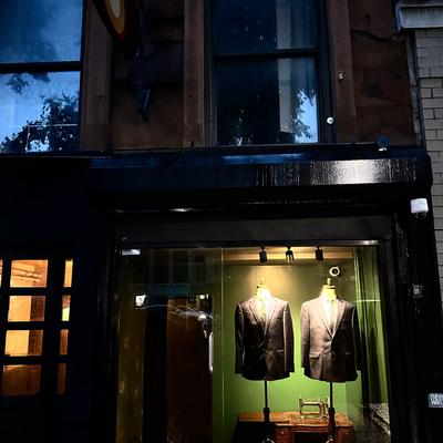 Suits on mannequins.