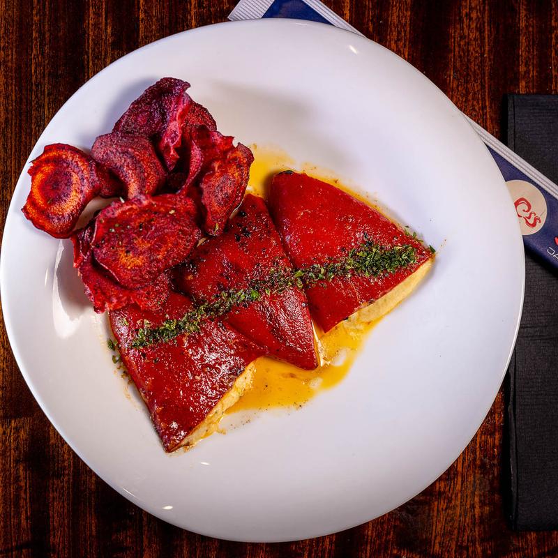 menu item 9 of 10, Stuffed Piquillo Peppers (V)