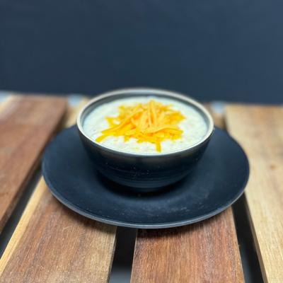 Grits and cheddar cheese.