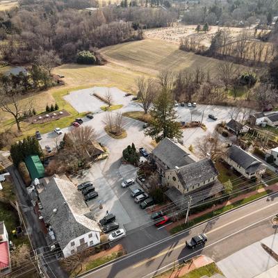 A bird's eye view of the lot of the restaurant.