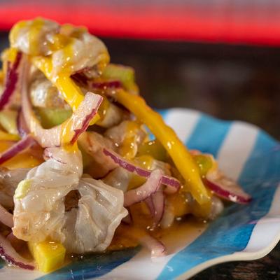 Aguachile mango habanero tostada.