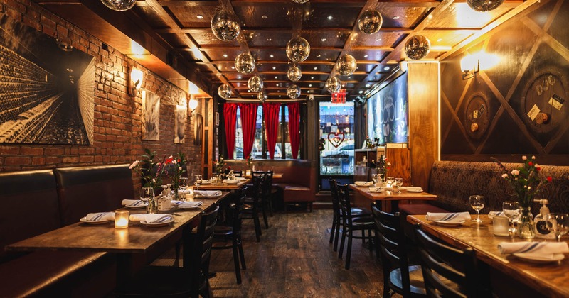 Inside, seating area