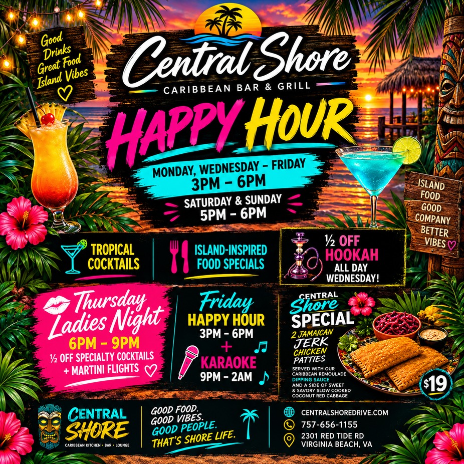 Happy Hour & Weekly Specials at Central Shore 🍹🌴 event photo