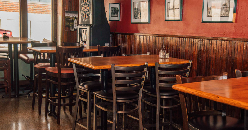Interior, bar tables with stools