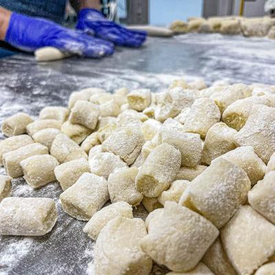 Homemade gnocchi preparation.