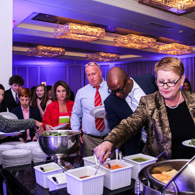 Guests grabbing servings