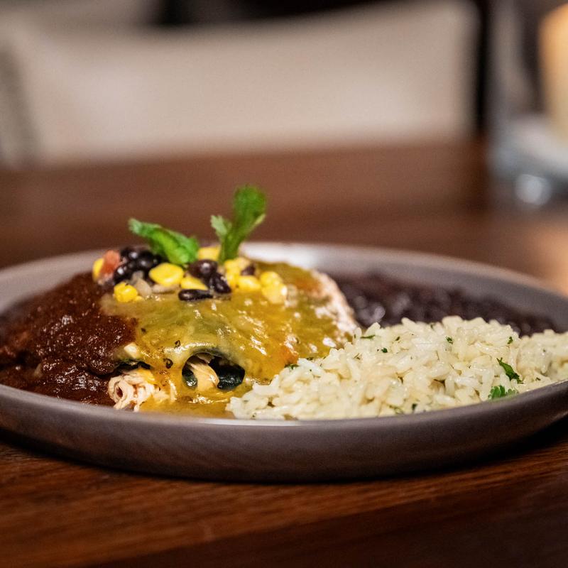 menu item 4 of 9, Blue Corn Chicken Enchiladas