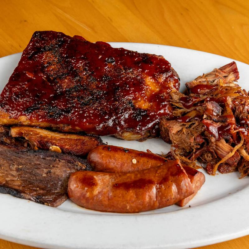 menu item 60 of 75, Combo (Brisket, Pork, Sausage, Ribs)