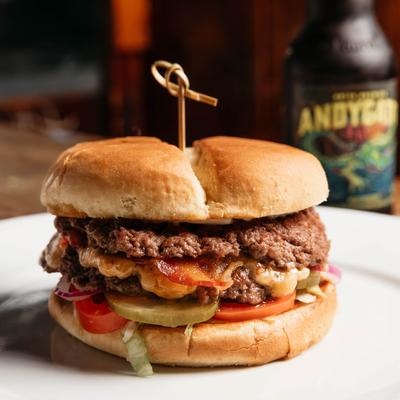 Burger served on plate