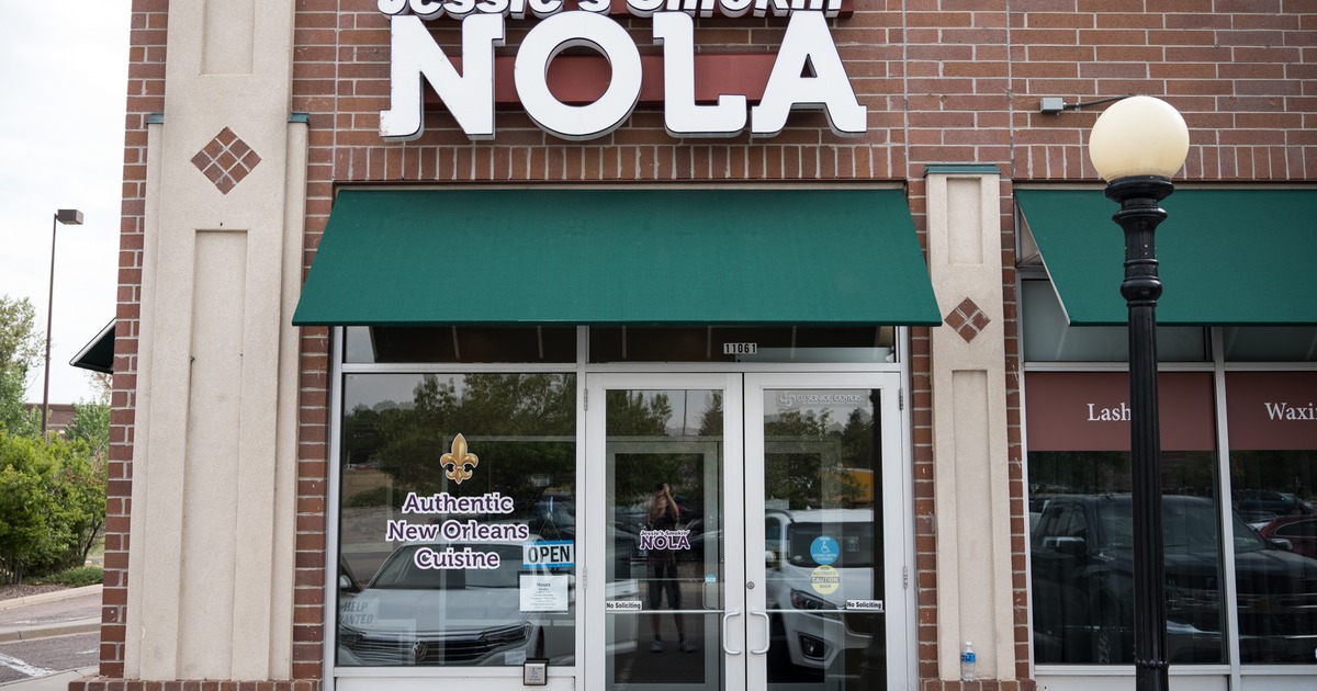 Exterior, entrance, restaurant front, sign above