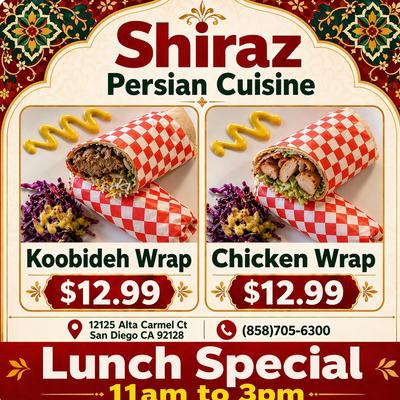 Koobideh/Chicken Wrap Lunch Special.
