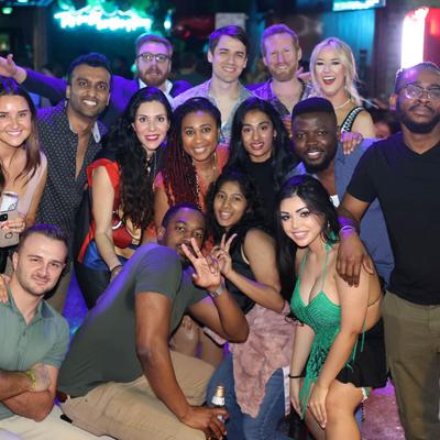 A large crowd posing for a photo.