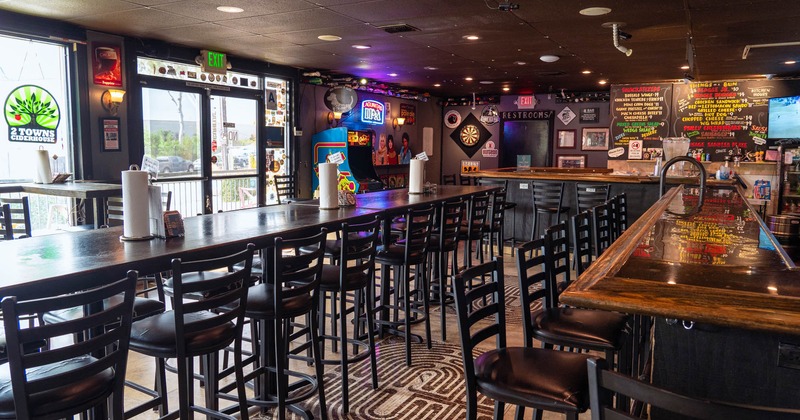 Inside, seating area ready for guests