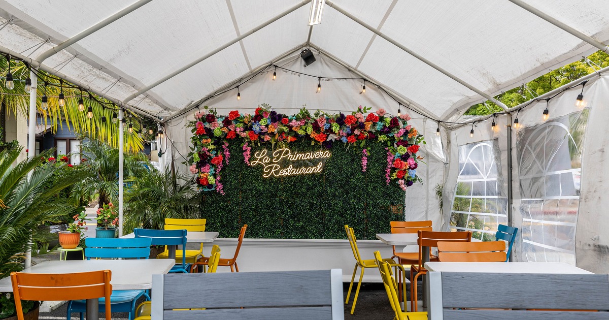 Cozy enclosed patio seating area