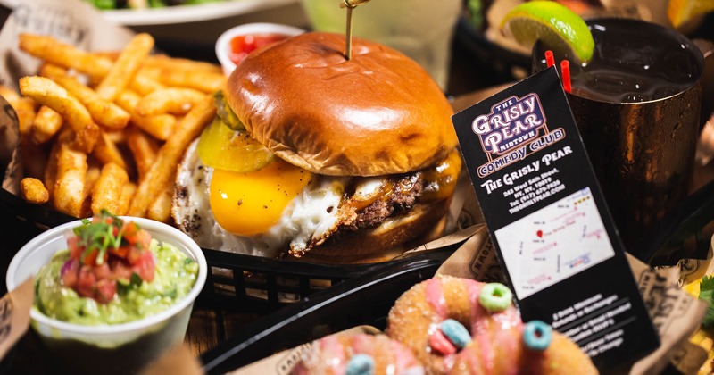 Photo of catered food spread on table.