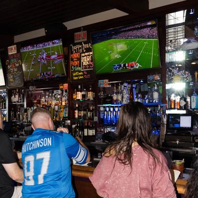 Bar area with guests.