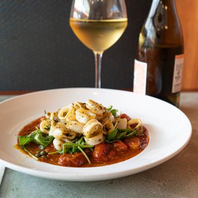 Grilled Calamari, with cherry tomato salsa.