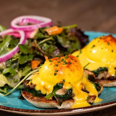 Egg benedict, close view.