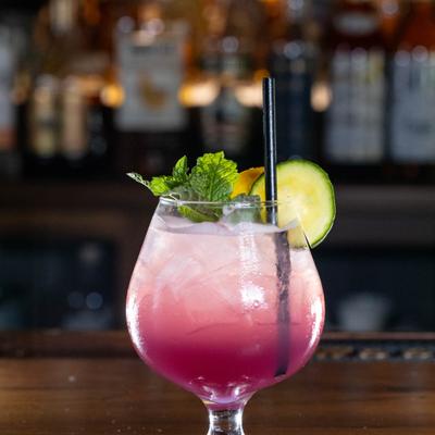 Herbal citrus sparkler cocktail.