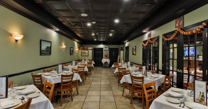 Interior, dining area with tables and chairs