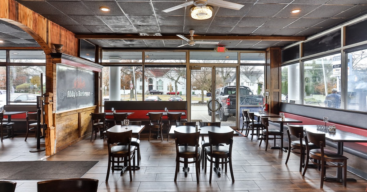 Dining space with big windows