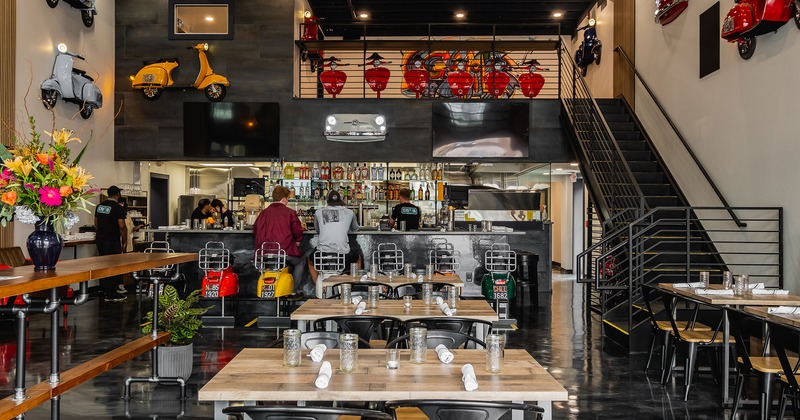 Interior space, seating area and bar