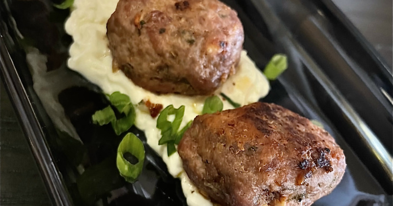 Lamb Meatballs served with whipped feta cheese