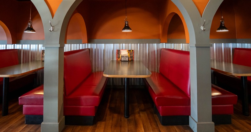 Interior, booths with tables