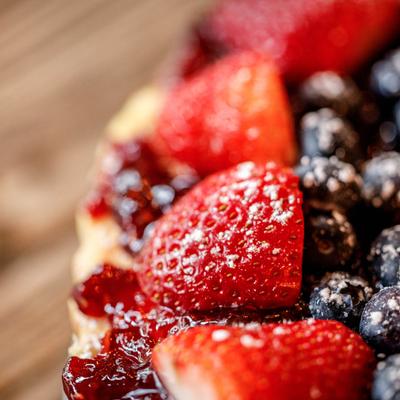 Berry and lemon tart, closeup.