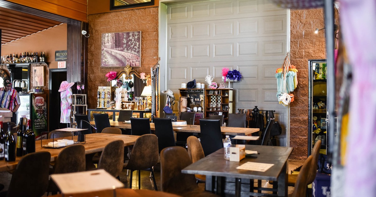 Interior, dining area, long table setups for four, eight and twelve people