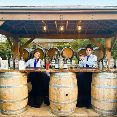 Exterior, an outdoor bar with bartenders.