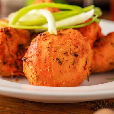 Roasted marinated chicken chunks.