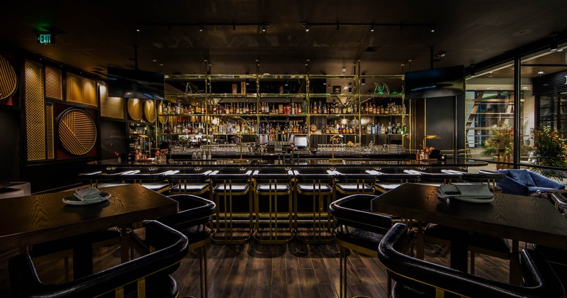 Inside, seating area near the bar