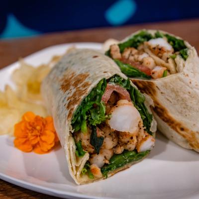 Lemon pepper shrimp wrap.