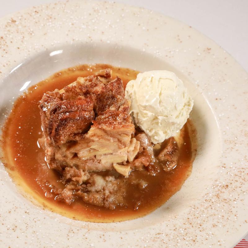 Warm Apple Walnut Bread Pudding photo