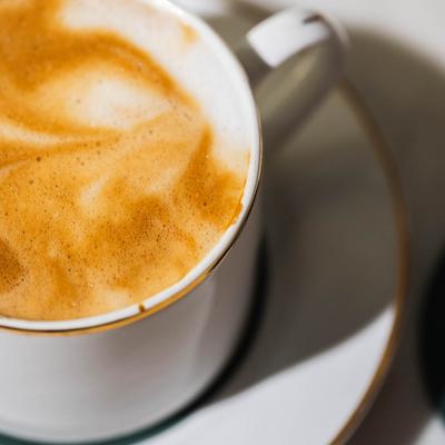 Cappuccino coffee, closeup.