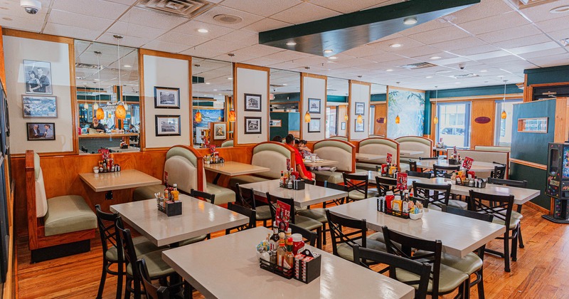 Interior, tables, chairs and restaurant booths