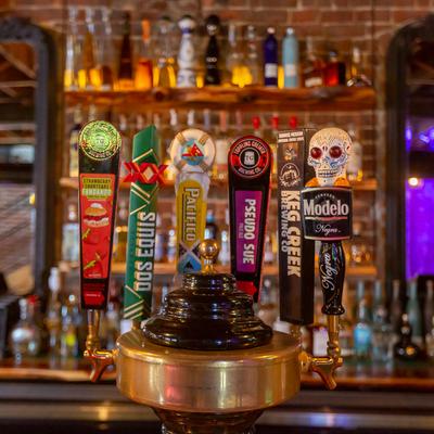 Beer taps at the bar