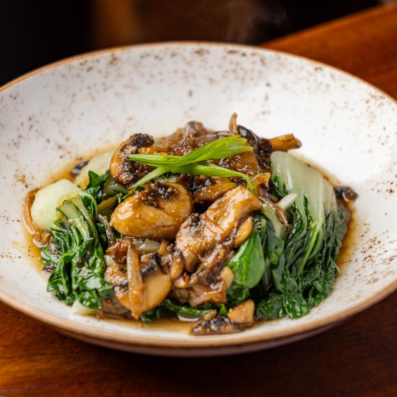 menu item 15 of 18, Baby Bok Choy with Shrimp & Mushrooms (gf)