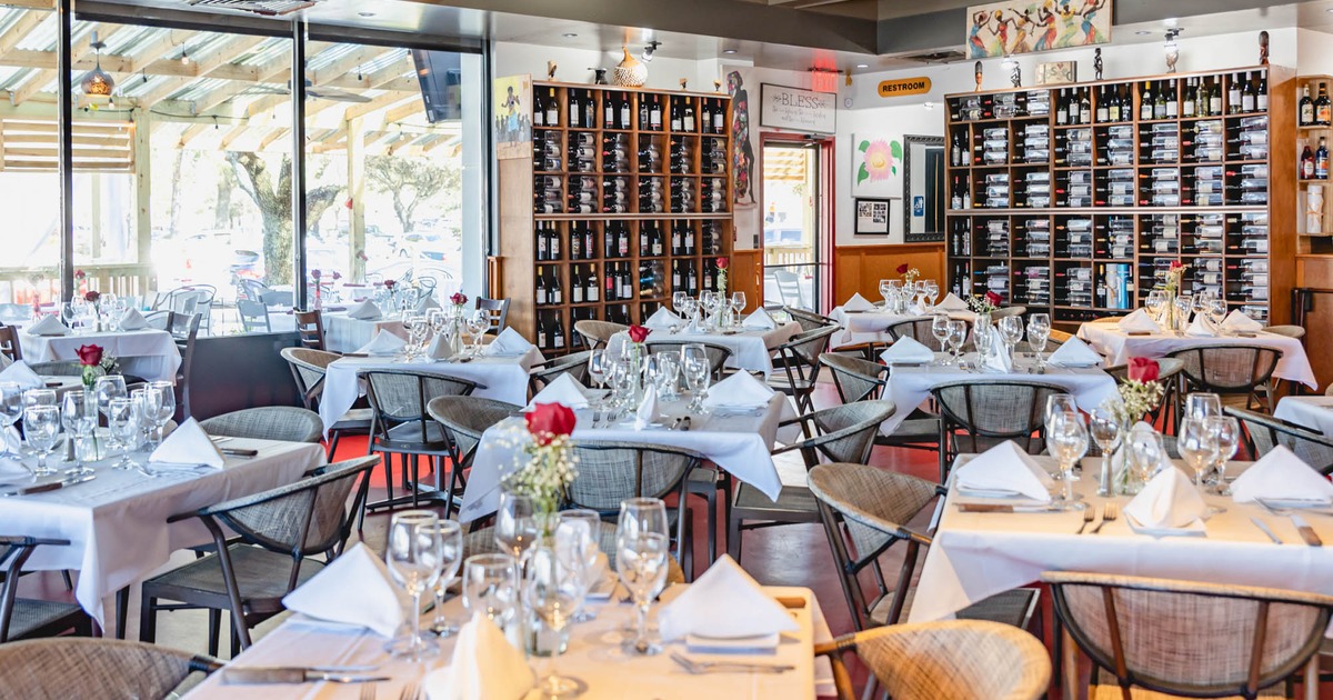 Interior, tables ready for guests