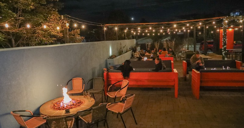 Exterior, patio, armchairs, tables, couchs