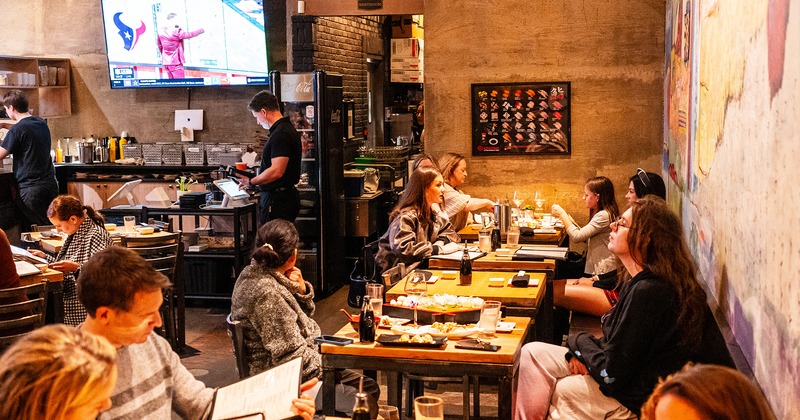 Interior, dining area with guests enjoying their food