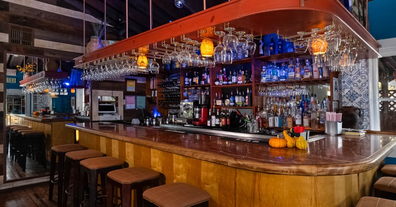 Interior, bar and bar stools