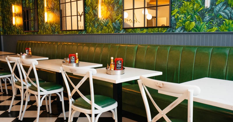 Inside, table ready for guests