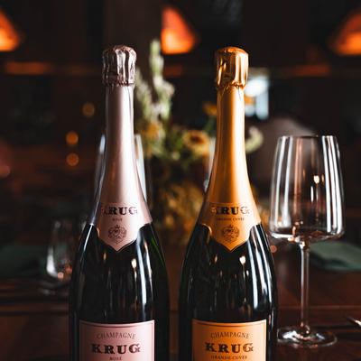 Krug Champagne bottles.