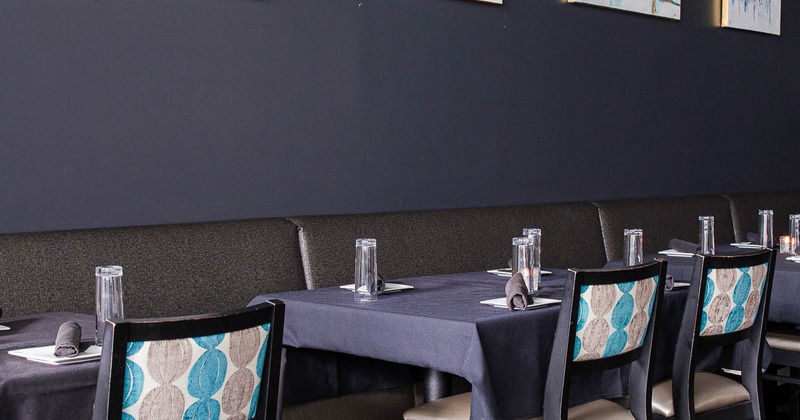 Interior, tables ready for guests