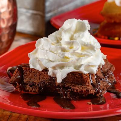 Chocolate Brownie Waffle, with whipped cream.