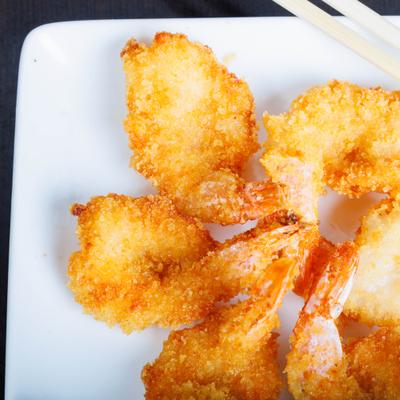 Crispy fried shrimp, close-up.